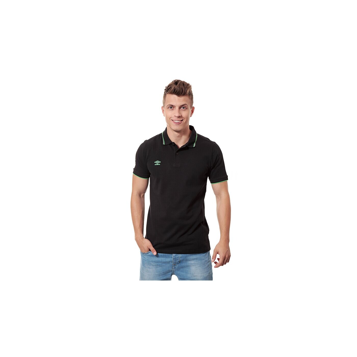 Koszulka polo męska UMBRO POLO TIPPED PIQUE 62589ucp6 kolor czarny