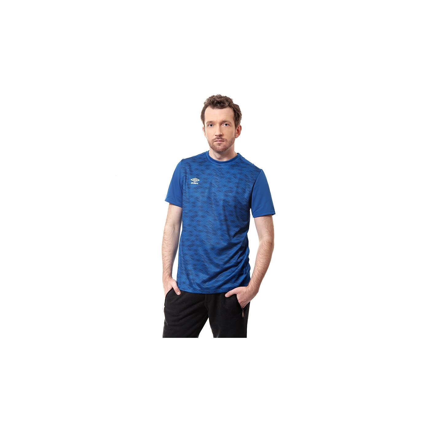 Koszulka męska UMBRO T-SHIRT TRAINING GRAPHIC POLY TEE 62572u030 kolor granatowy