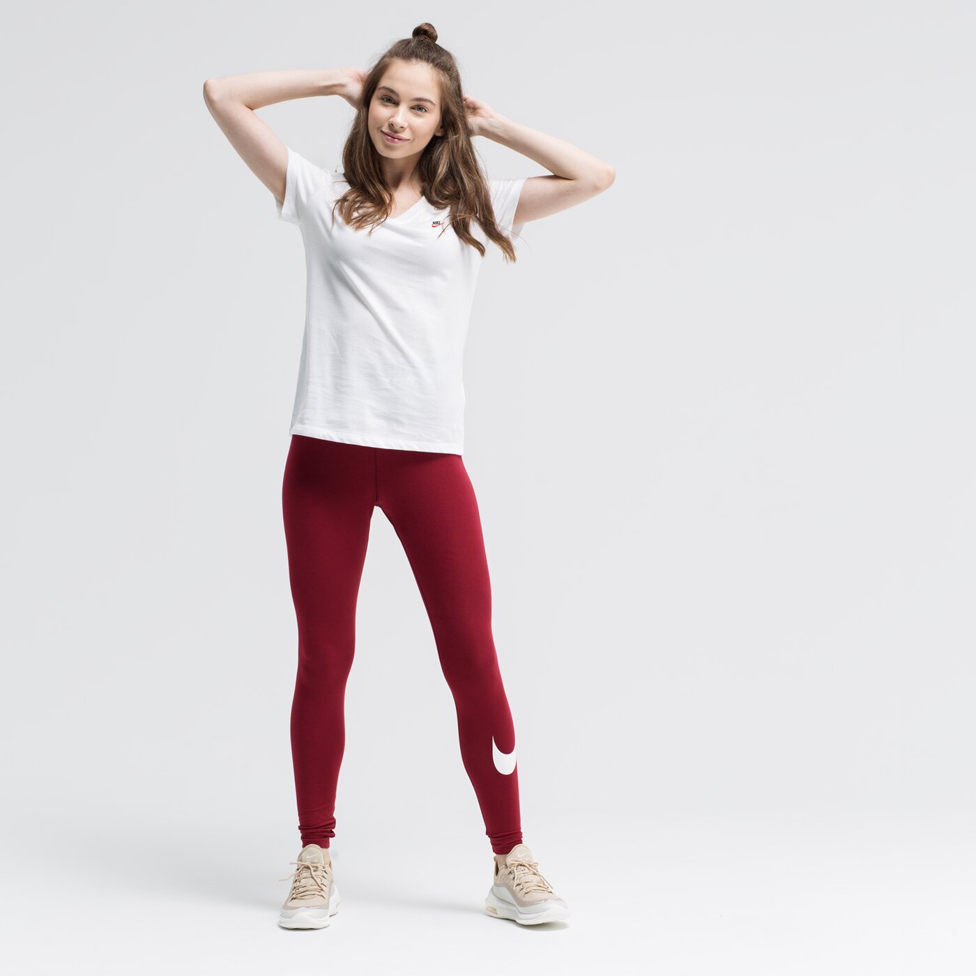 Spodnie dresowe damskie NIKE LEGGINGS W NSW LGGNG CLUB HW ah3362-677 kolor bordowy
