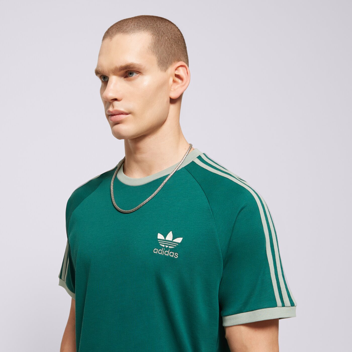 Koszulka męska ADIDAS T-SHIRT 3-STRIPES TEE jn7017 kolor zielony
