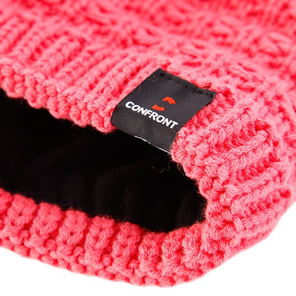 Czapka zimowa damska CONFRONT CZAPKA Z SHORT FUCHSIA KNIT POMPOM cf33cad04 kolor różowy