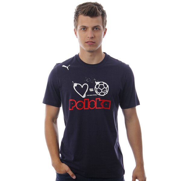 Koszulka męska PUMA T-SHIRT LOVE = FOOTBALL TEE 74045308 kolor granatowy