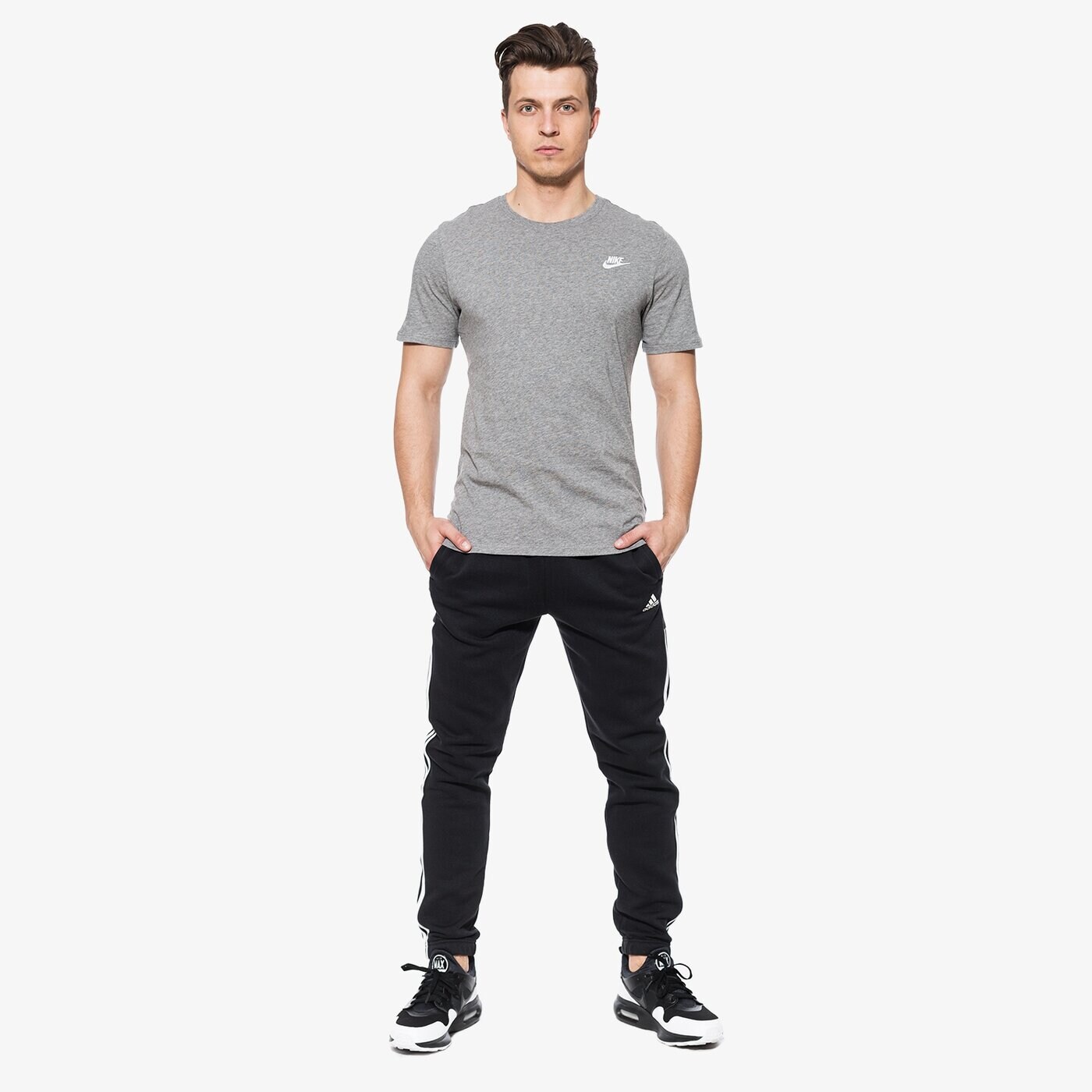 Koszulka męska NIKE T-SHIRT SS M NSW TEE CLUB EMBRD FTRA 827021-091 kolor szary