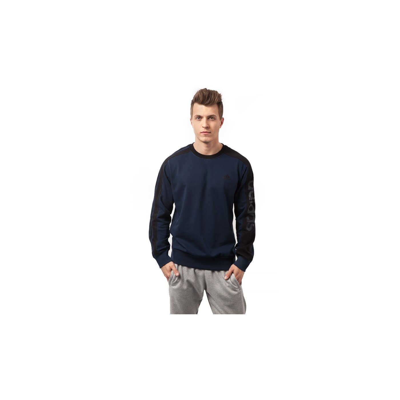 Bluza męska ADIDAS BLUZA LIN 3S CREW s18051 kolor granatowy