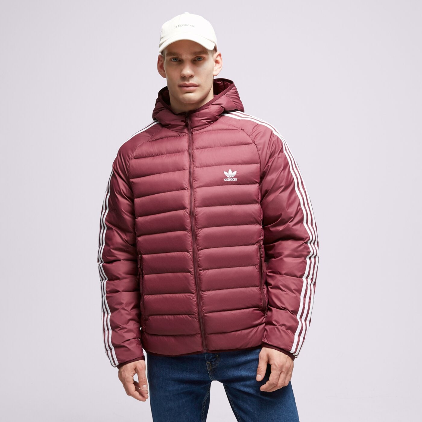 Kurtka zimowa męska ADIDAS KURTKA PUCHOWA PAD HOODED PUFF il2567 kolor bordowy