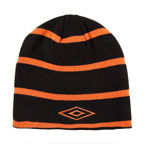 Czapka zimowa damska UMBRO CZAPKA STRIPE BEANIE BLACK-ORA ul33cau09 kolor czarny