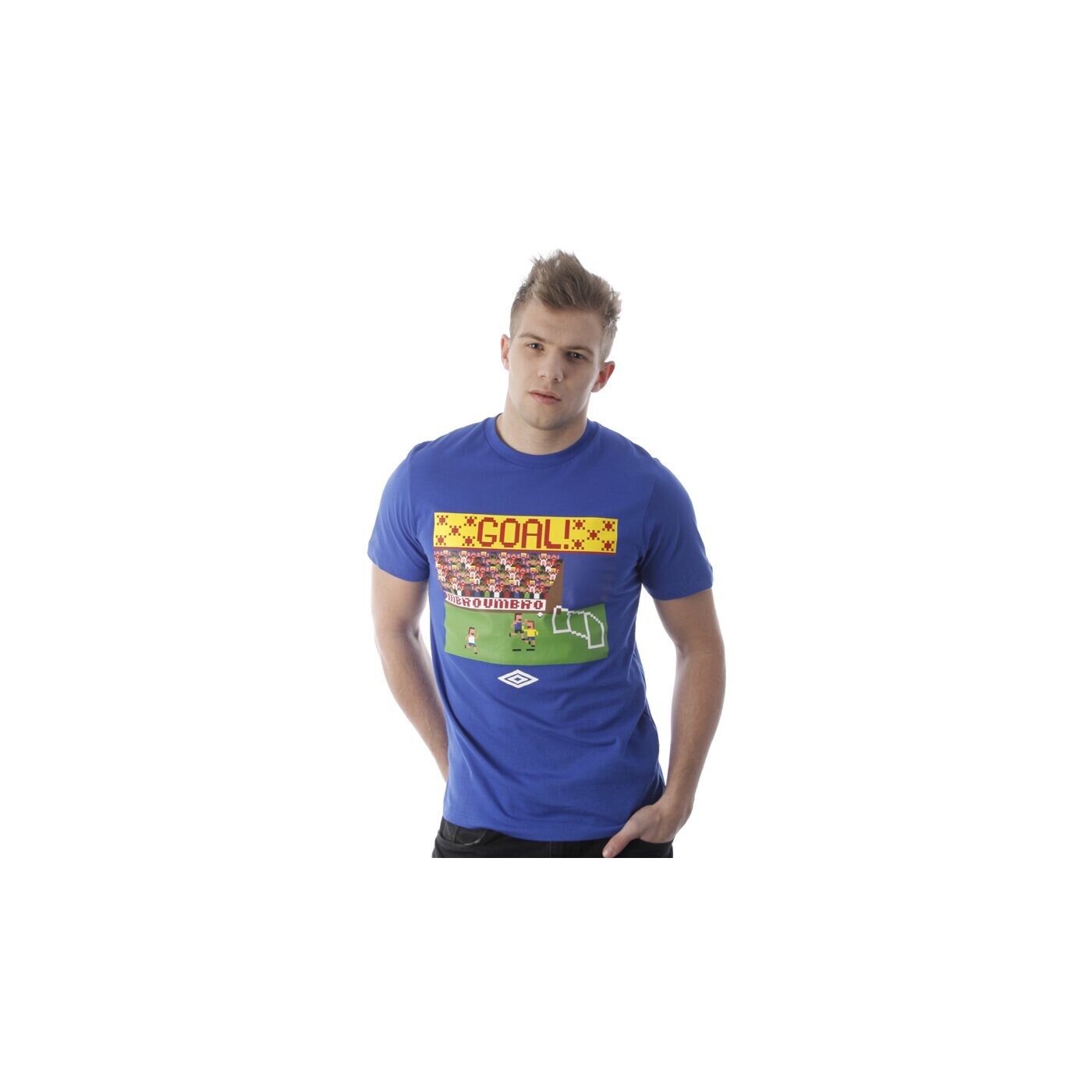 Koszulka męska UMBRO T-SHIRT MENS PIXELATED HAND OF GOD GRAPHIC TEE 61247u0fz kolor niebieski