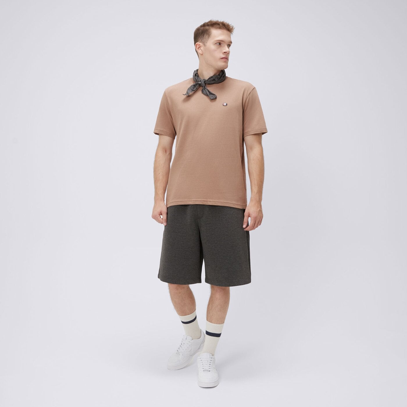 Koszulka męska CHAMPION T-SHIRT CREWNECK TEE 220453ms112 kolor beżowy