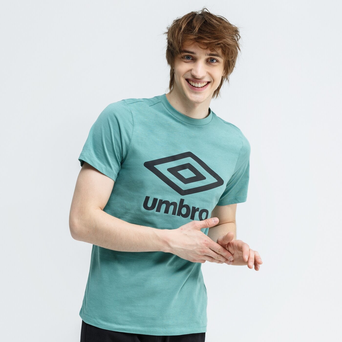 Koszulka męska UMBRO T-SHIRT FW LARGE LOGO COTTON 65352u-jgh kolor zielony