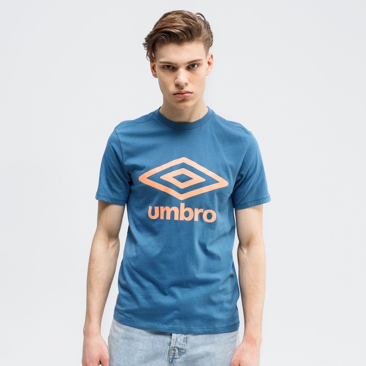 Koszulka męska UMBRO T-SHIRT FW LARGE LOGO COTTON 65352u-huj kolor niebieski