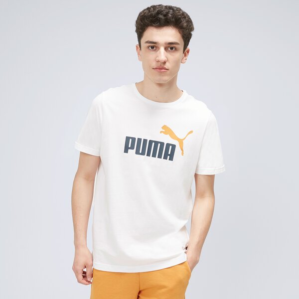 Koszulka męska PUMA T-SHIRT ESS+ 2 COL LOGO 58675958 kolor biały