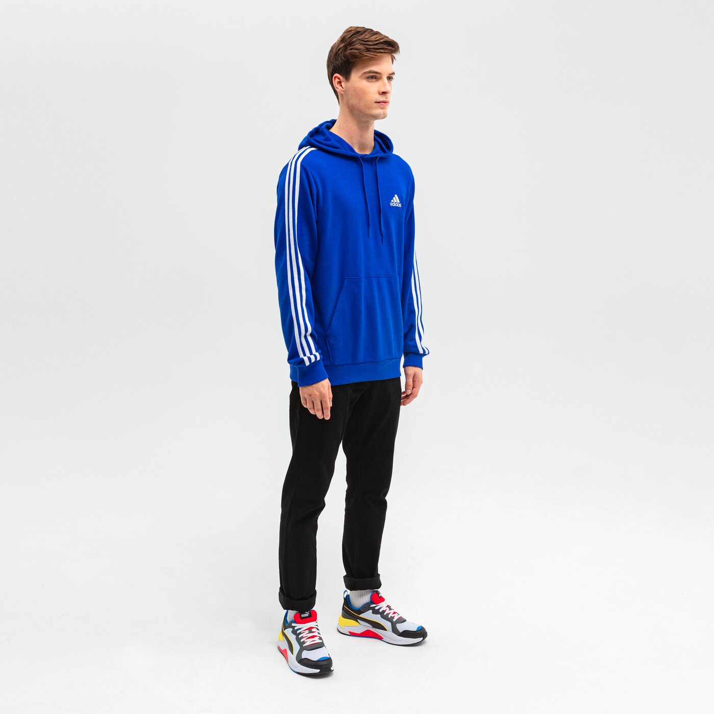 Bluza męska ADIDAS BLUZA M 3S FT HD h12204 kolor niebieski