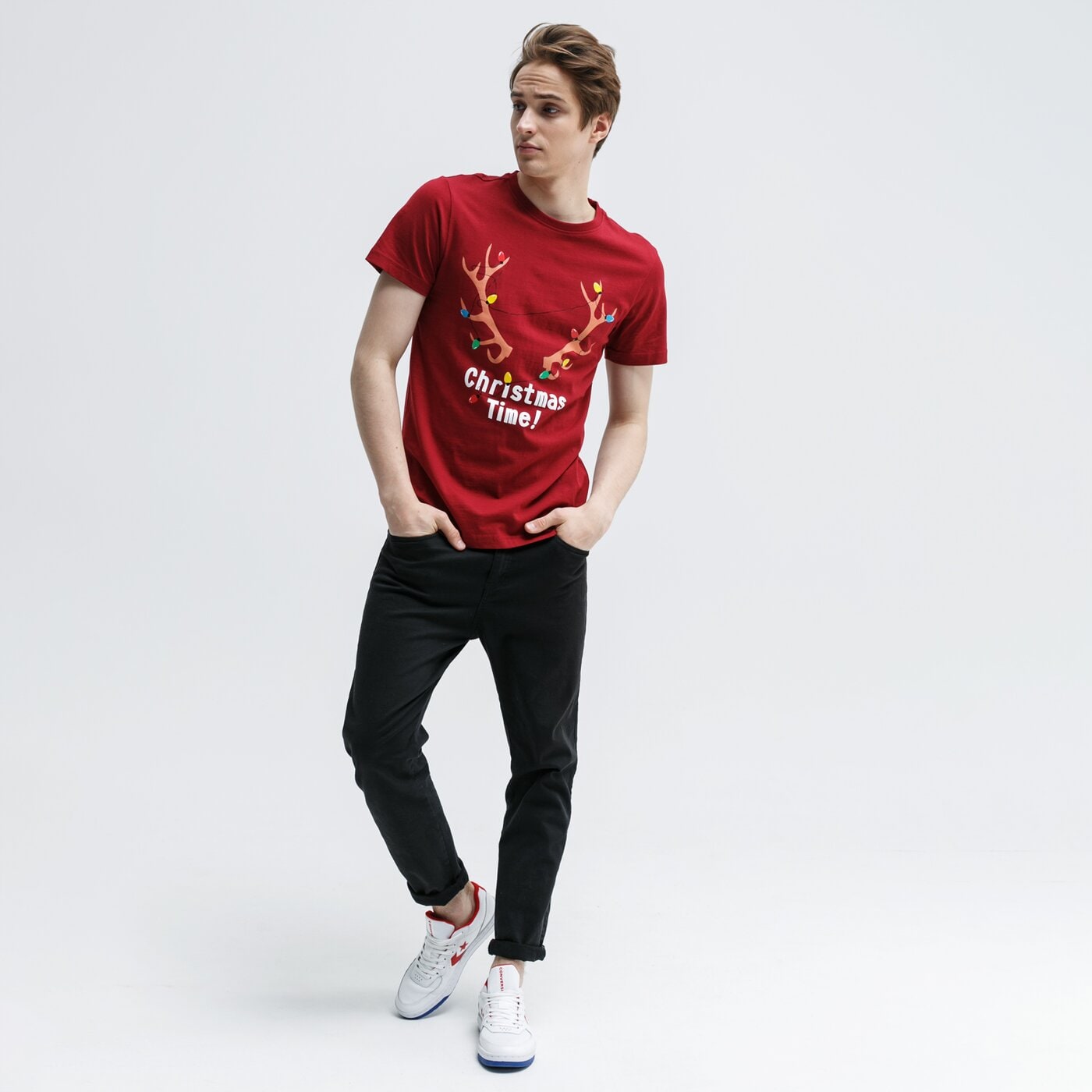 Koszulka męska FEEWEAR T-SHIRT XMAS MAGIC fw39tsm52001 kolor bordowy