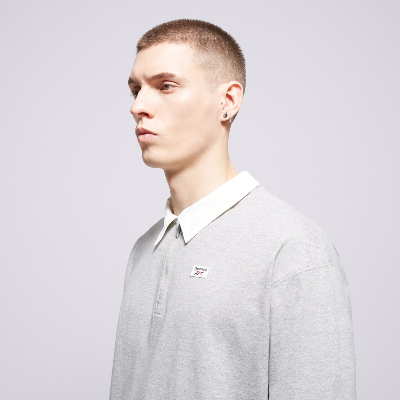 Koszulka polo męska REEBOK POLO COURT SPORT QUARTER ZIP 100076423 kolor szary