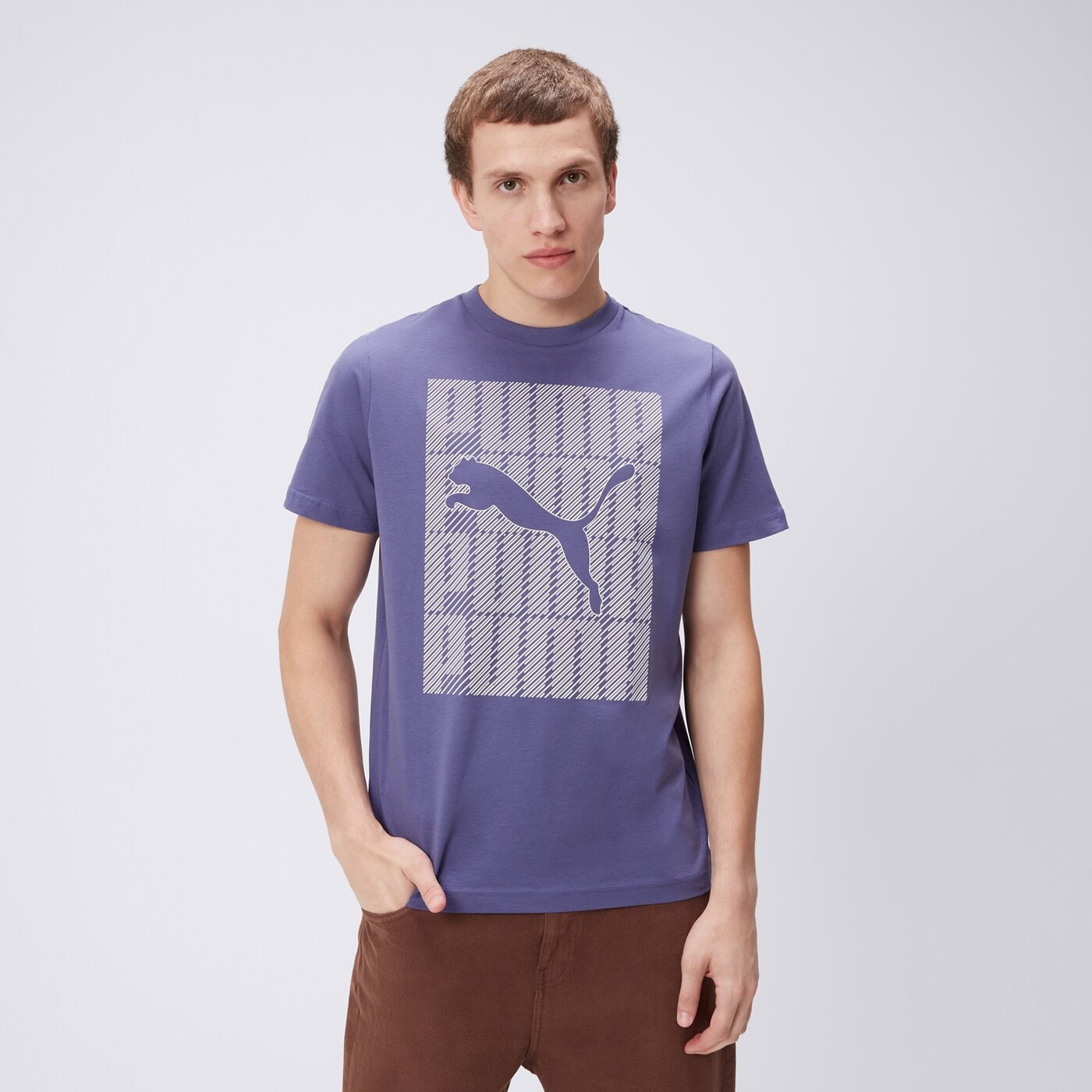 Koszulka męska PUMA T-SHIRT GRAPHICS PUMA WORDING 68482546 kolor niebieski