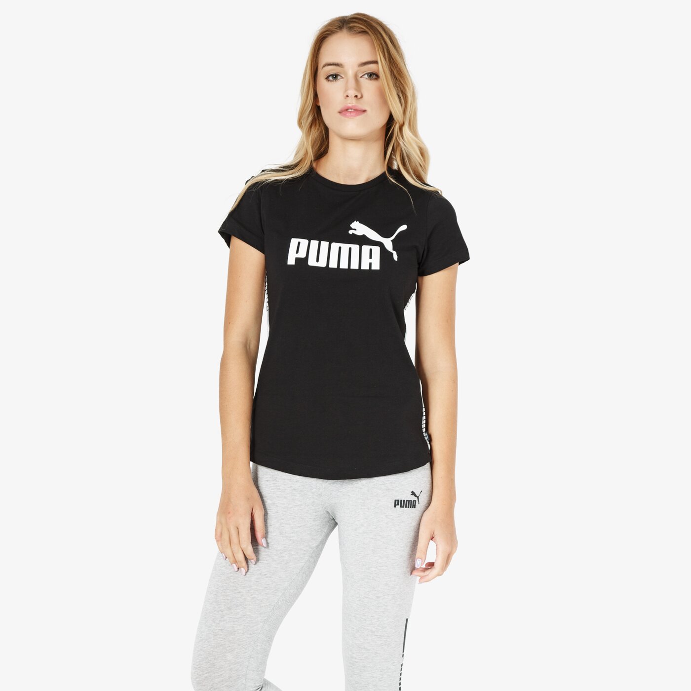 Koszulka damska PUMA T-SHIRT SS ELEVATED ESS TAPE 85343201 kolor czarny