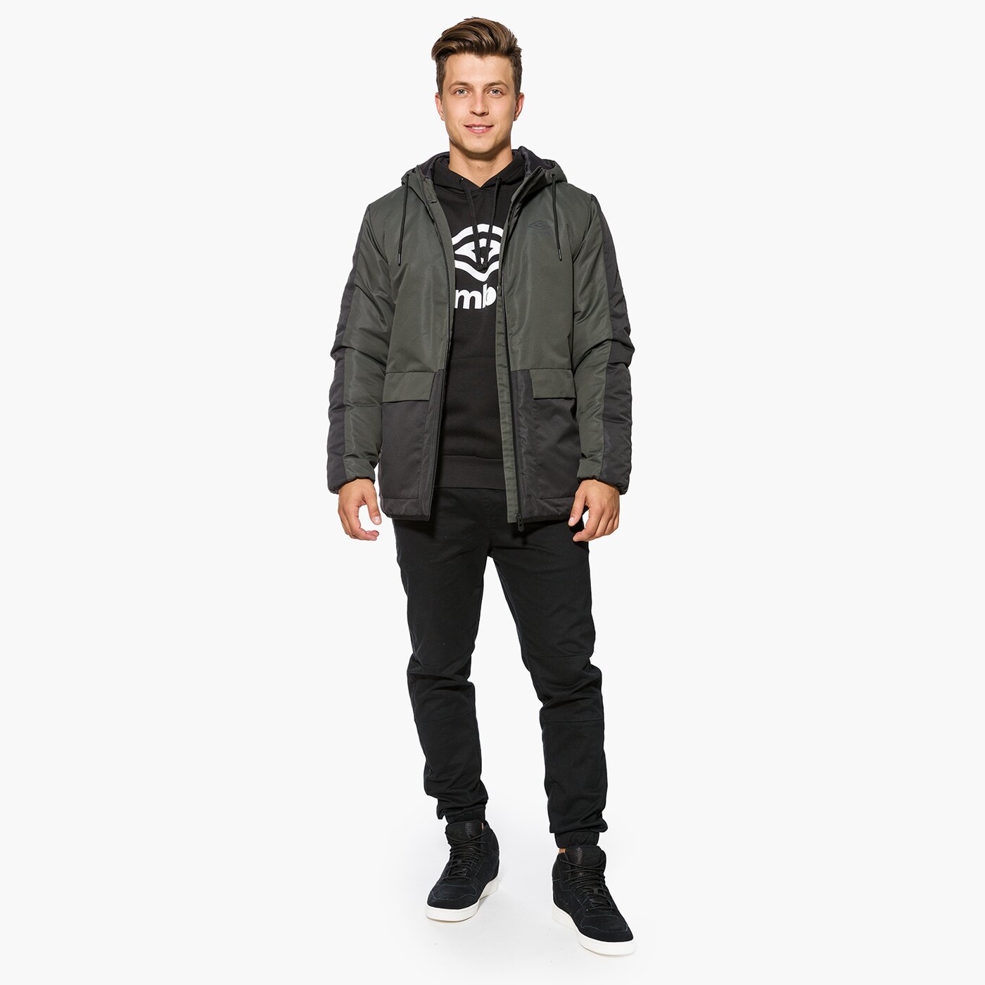 Bluza męska UMBRO BLUZA FLEECE LARGE LOGO OH HOODY 64570u090 kolor czarny