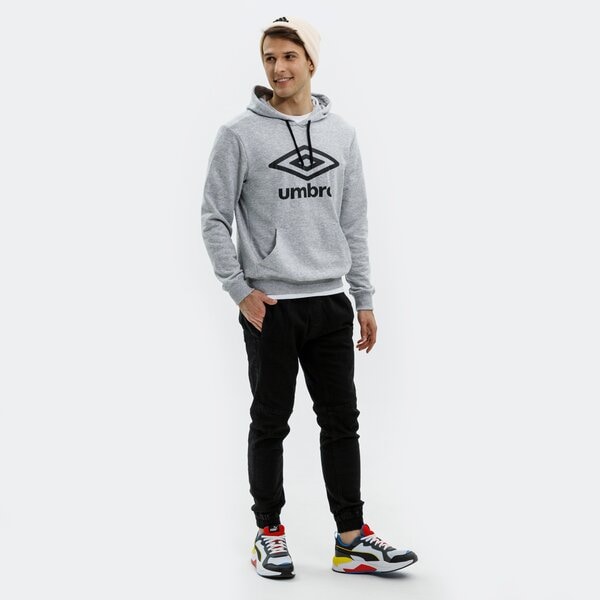 Bluza męska UMBRO BLUZA Z KAPTUREM FW LARGE LOGO - LOOPBACK 65944u-b43 kolor szary