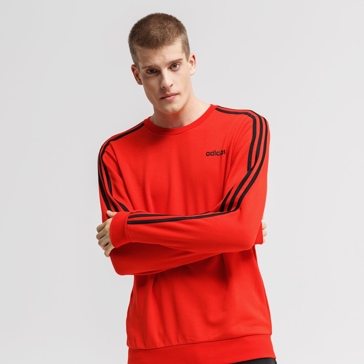 Bluza męska ADIDAS BLUZA E 3S CREW FT du0488 kolor czerwony