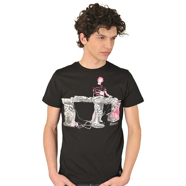 Koszulka męska BENCH T-SHIRT ONE TWOS bmga2276bk001 kolor czarny