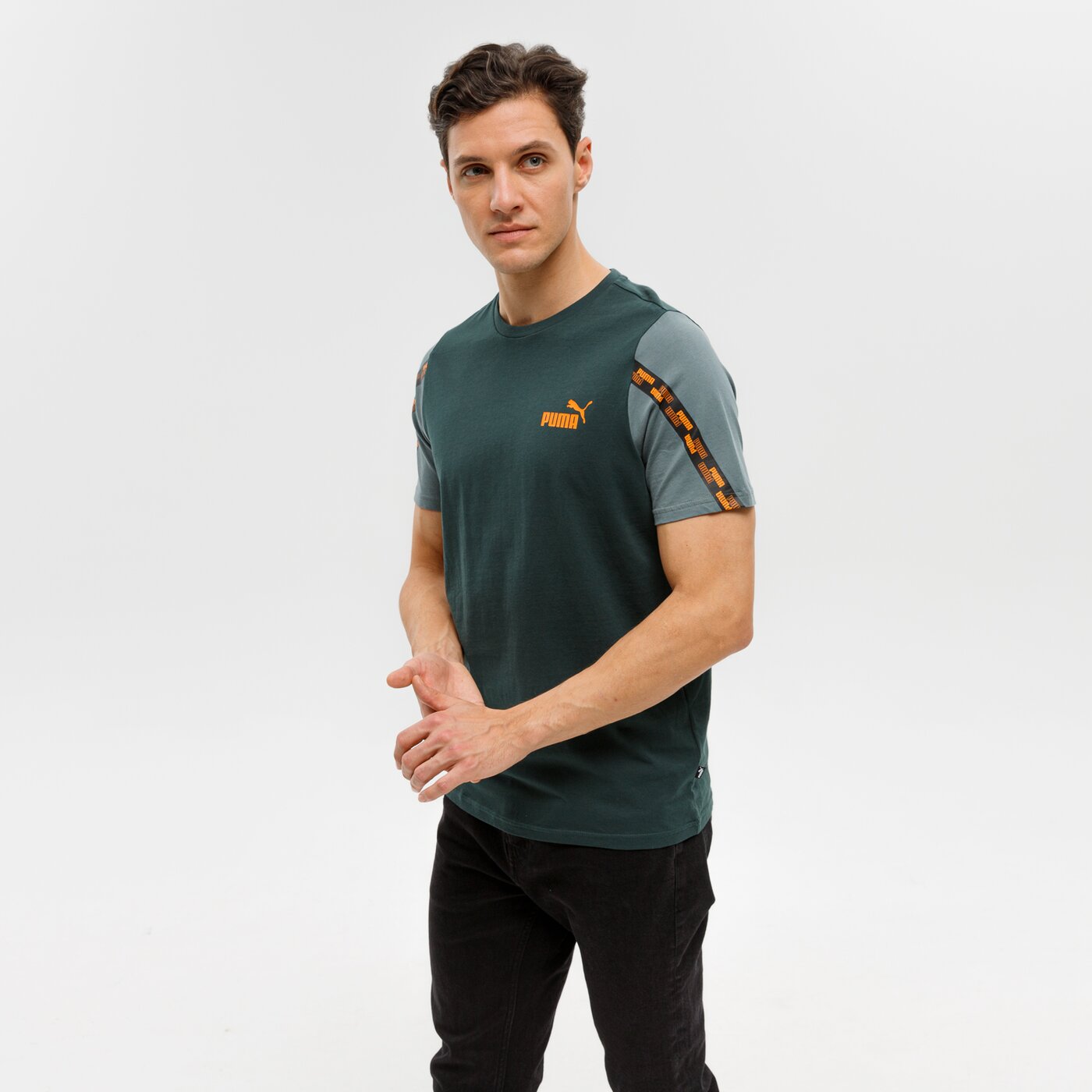 Koszulka męska PUMA T-SHIRT SS POWER TAPE 589391 80 kolor zielony