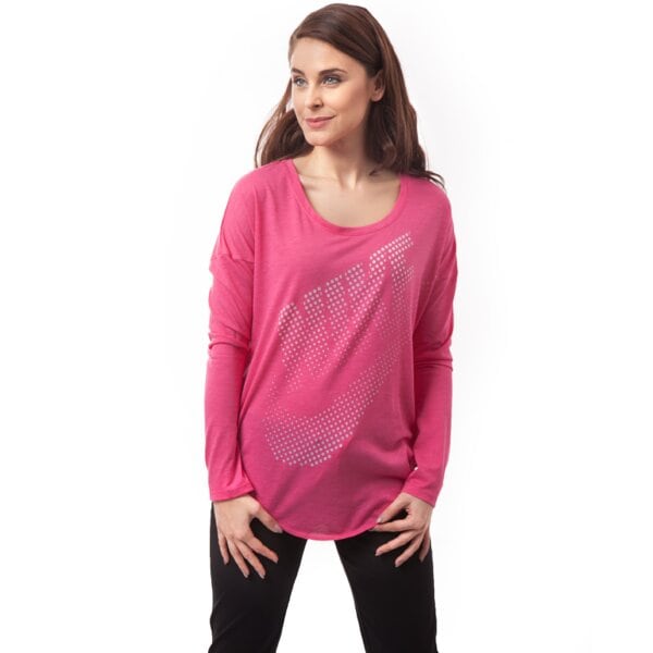 Koszulka damska NIKE T-SHIRT LS TEE TP 642753612 kolor bordowy