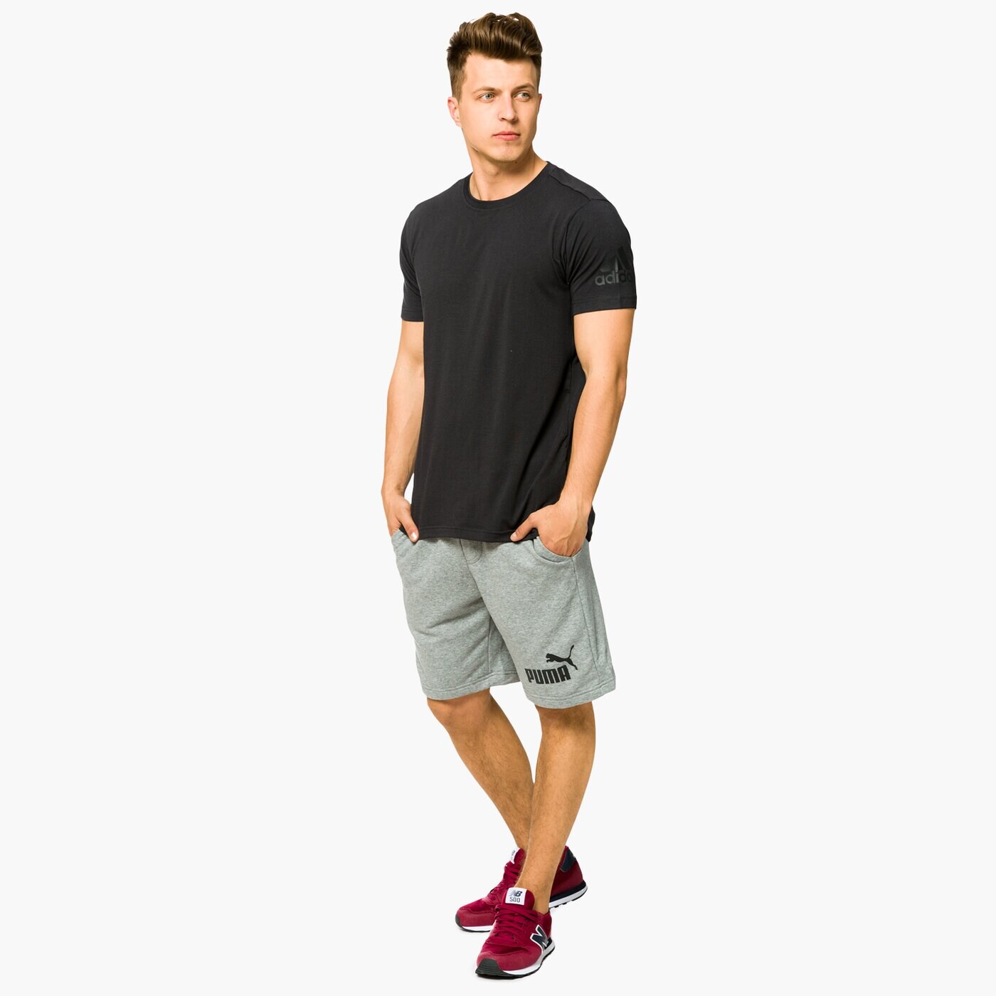 Spodenki męskie PUMA SZORTY ESS NO.1 SWEAT 83826103 kolor szary