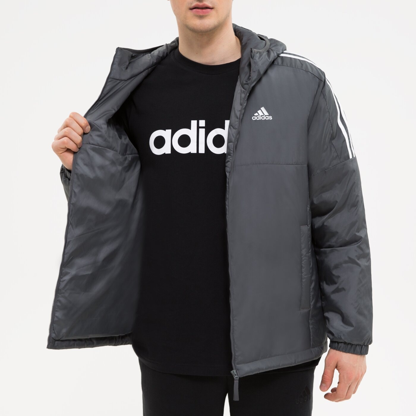 Kurtka zimowa męska ADIDAS KURTKA ESS INS HO JKT he2977 kolor szary