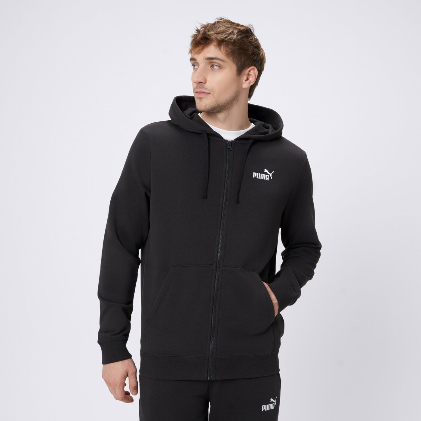 Bluza męska PUMA BLUZA ROZPINANA Z KAPTUREM ESS 68258801 kolor czarny