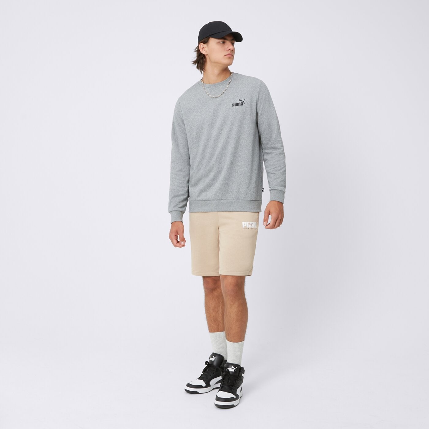 Spodenki męskie PUMA SZORTY KEY GRAPHIC SWEAT SHORTS 10" 67764582 kolor brązowy