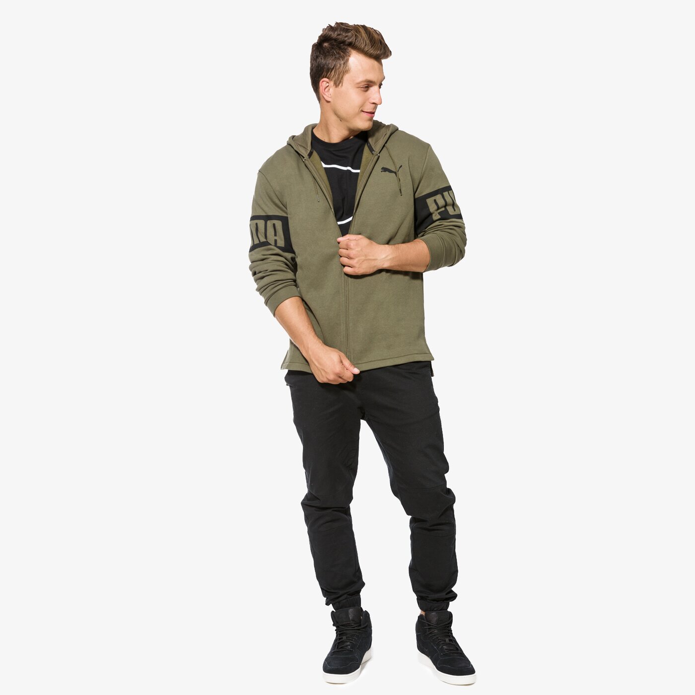 Bluza męska PUMA BLUZA REBEL FZ HOOD FL 59245514 kolor khaki