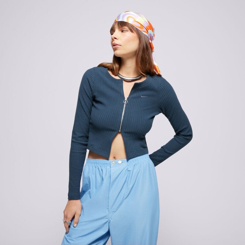 NIKE SWETER W NSW NK CHLL KNT RIB FZ CRDGN