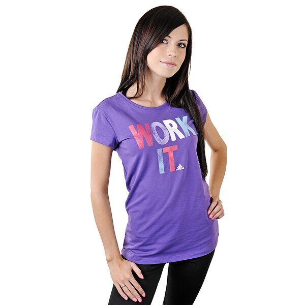 Koszulka damska ADIDAS T-SHIRT SLOGAN TEE o03190 kolor fioletowy