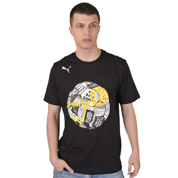 Koszulka męska PUMA T-SHIRT FTBL SIGN COLLAGE BLACK 652619031 kolor czarny