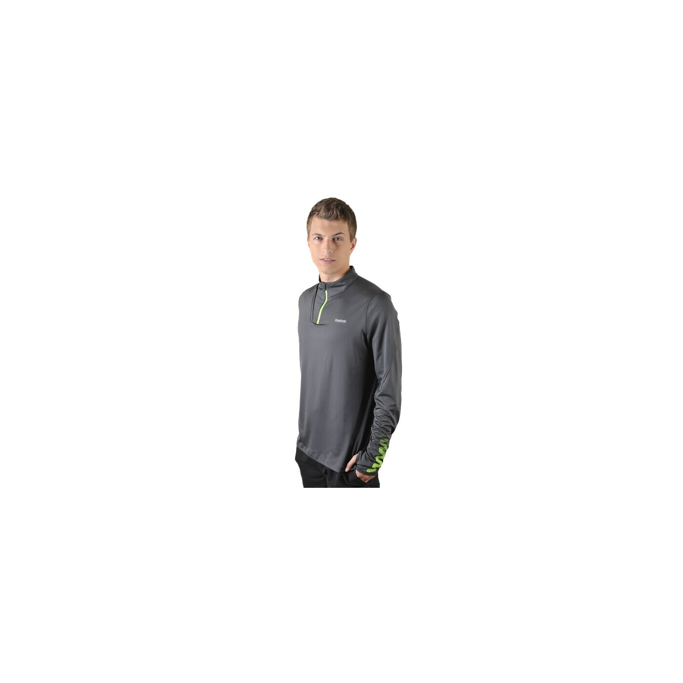 Bluza męska REEBOK BLUZA   PRE ZIG 1/4 LS GRAVEL o43873 kolor szary