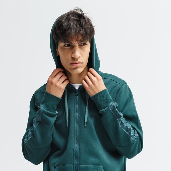 Bluza męska UMBRO BLUZA FZ FLEECE WITH CUFF TAPING 55193u-jey kolor zielony