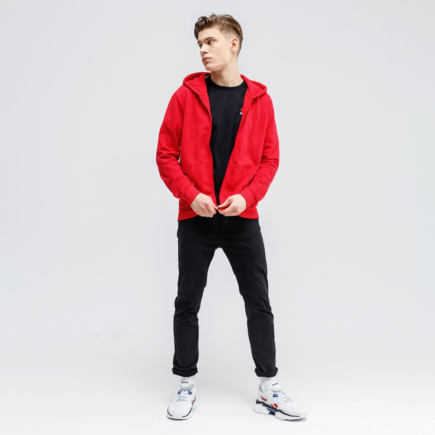 Bluza męska UMBRO BLUZA ROZPINANA Z KAPTUREM GENDO ul120blm43001 kolor czerwony