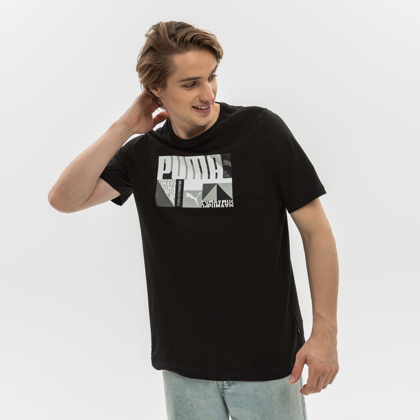 Koszulka męska PUMA T-SHIRT MONOGRAM GRAPHIC 671766 01 kolor czarny