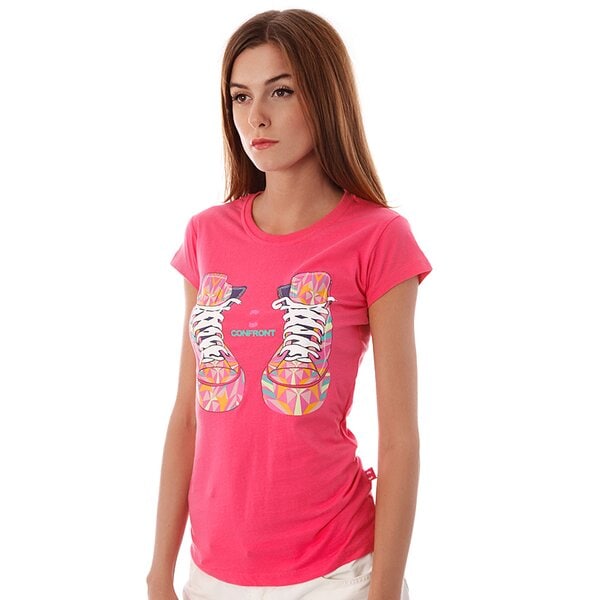 Koszulka damska CONFRONT T-SHIRT GIULIA cf33tsd18001 kolor różowy