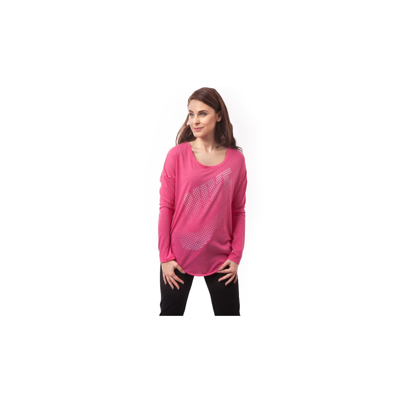 Koszulka damska NIKE T-SHIRT LS TEE TP 642753612 kolor bordowy