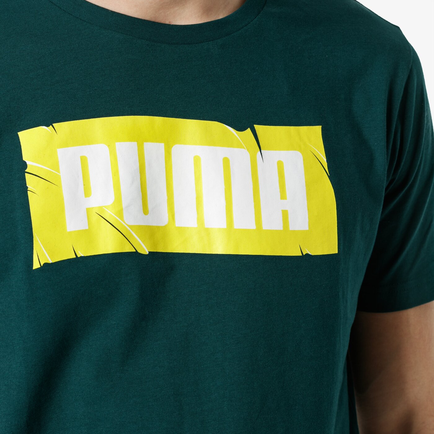 Koszulka męska PUMA T-SHIRT SS PUMA WORDING 85407230 kolor zielony
