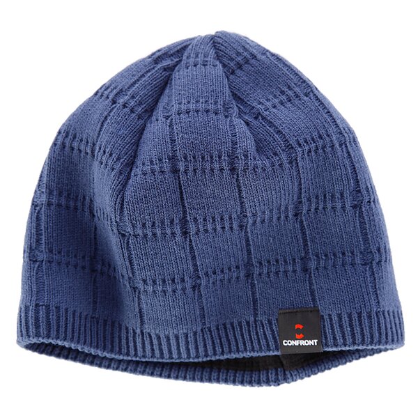 Czapka zimowa męska CONFRONT CZAPKA Z CHECKED CLASSIC BEANIE DENIM cf33cam02 kolor granatowy