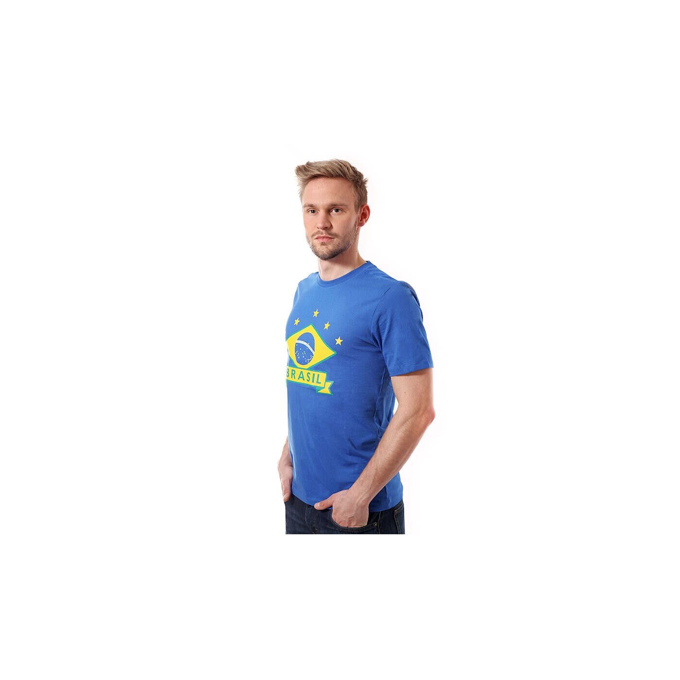 Koszulka męska UMBRO T-SHIRT 2014 - BRASIL CREST TEE 62343u3ai kolor niebieski