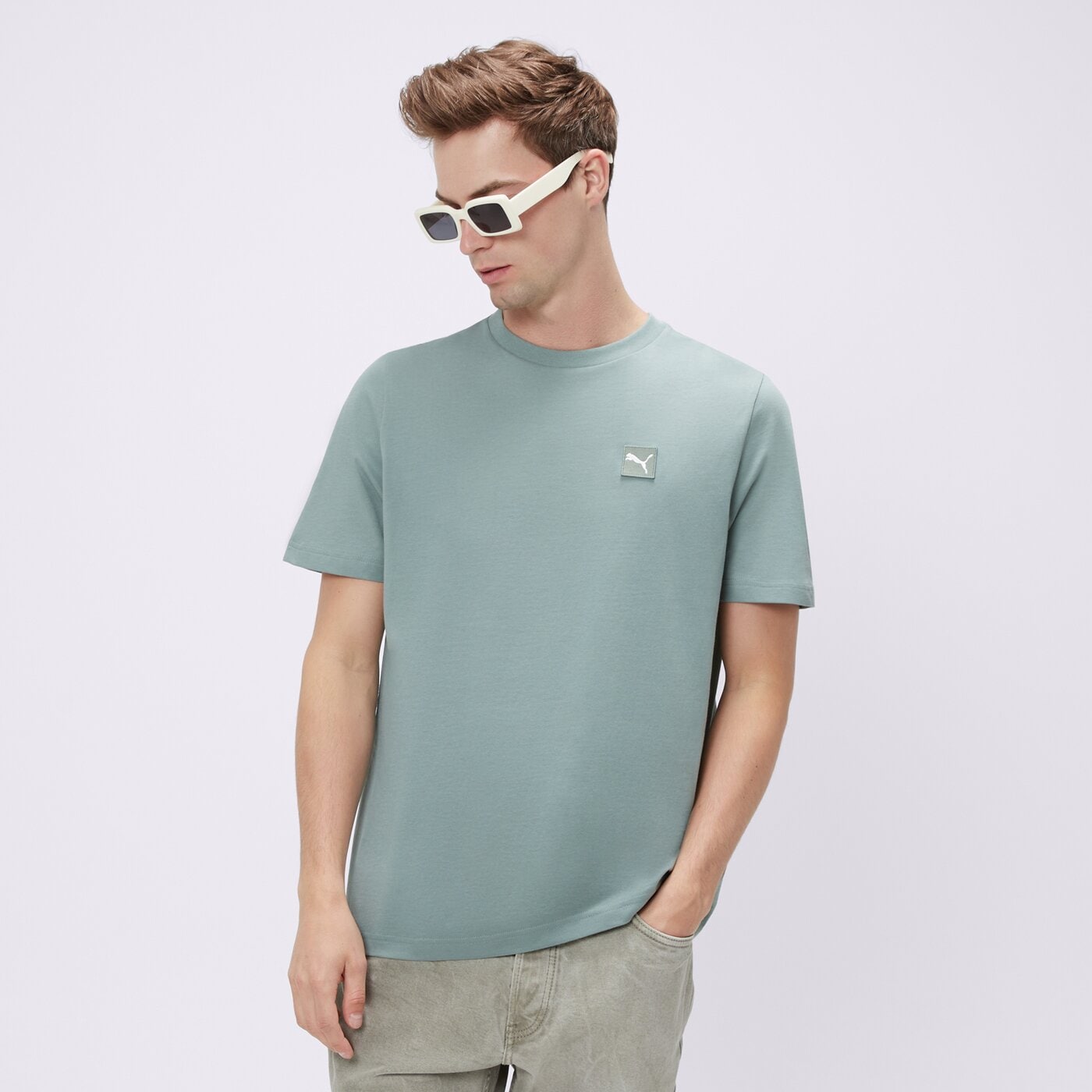 Koszulka męska PUMA T-SHIRT ESS ELEVATED 68472630 kolor zielony