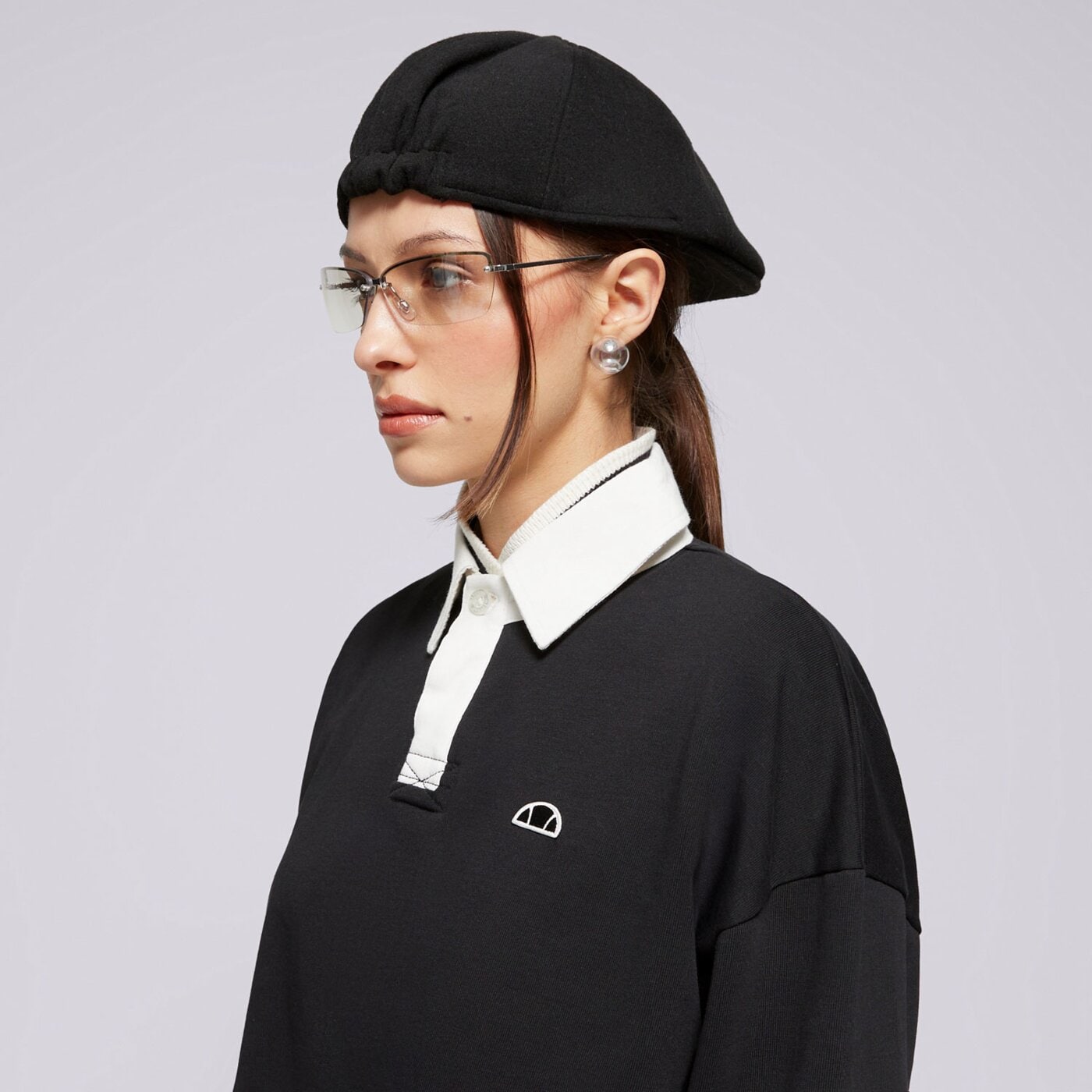 Koszulka polo damska ELLESSE POLO SOMBRA CROPPED RUGBY TOP BLK sgx21025011 kolor czarny