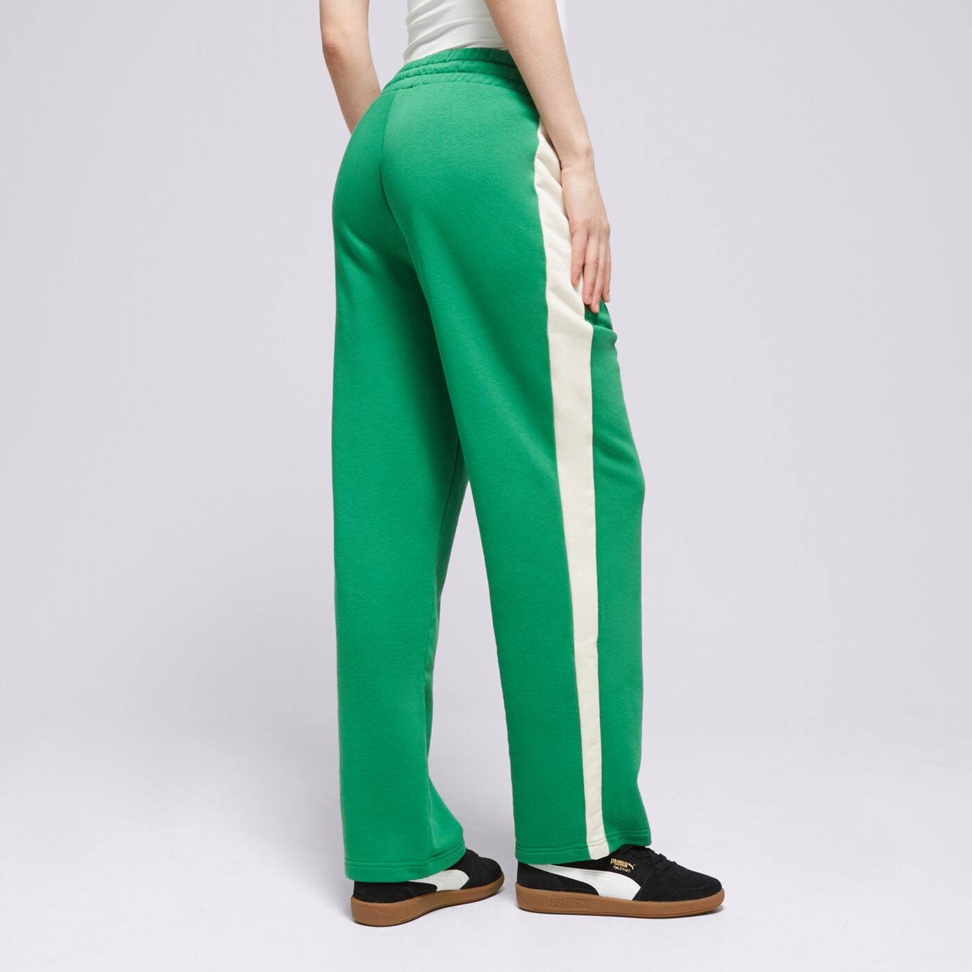 Spodnie dresowe damskie PUMA SPODNIE ICONIC T7 STRAIGHT LEG TRACK 62541186 kolor zielony