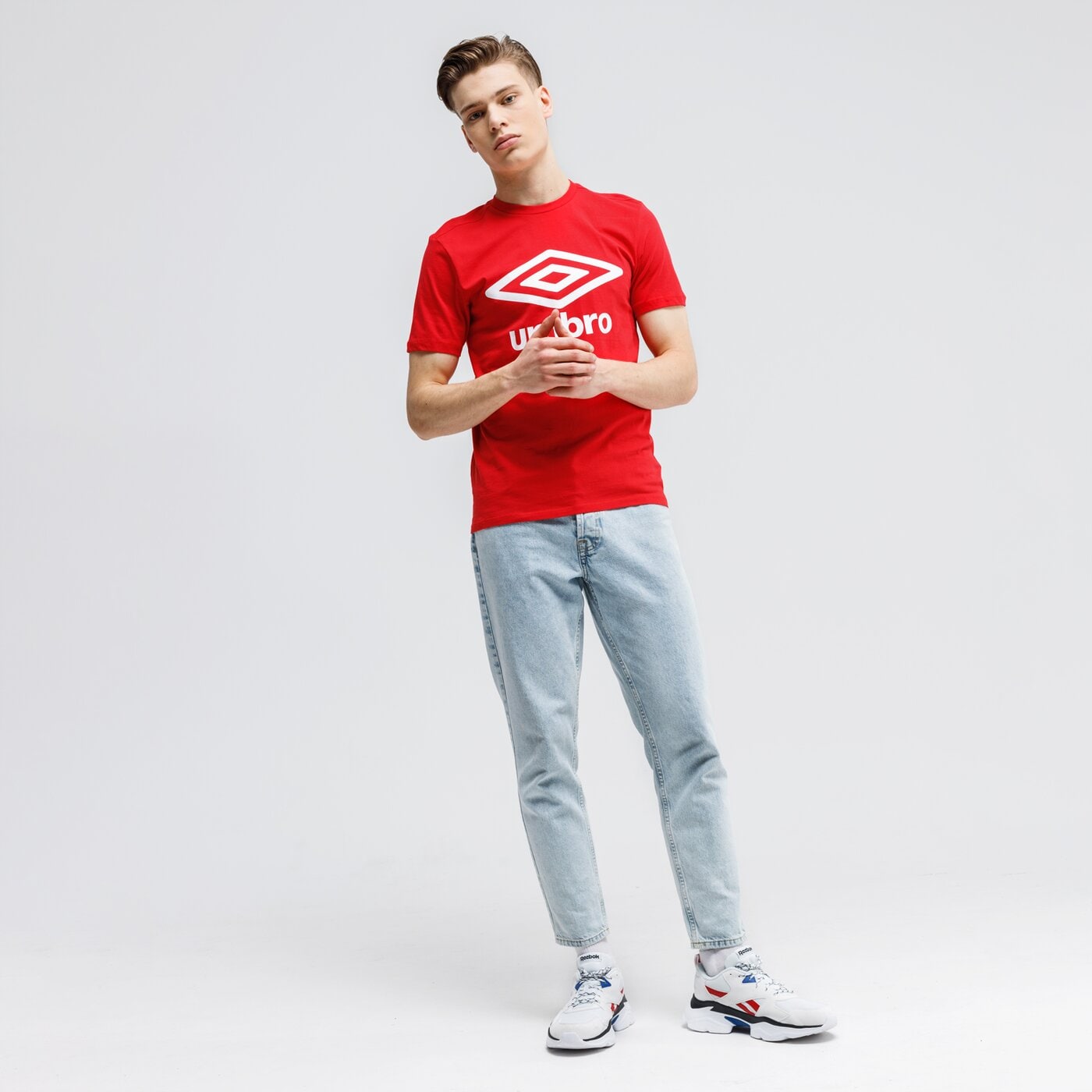 Koszulka męska UMBRO T-SHIRT FW LARGE LOGO COTTON 65352u-7ra kolor czerwony