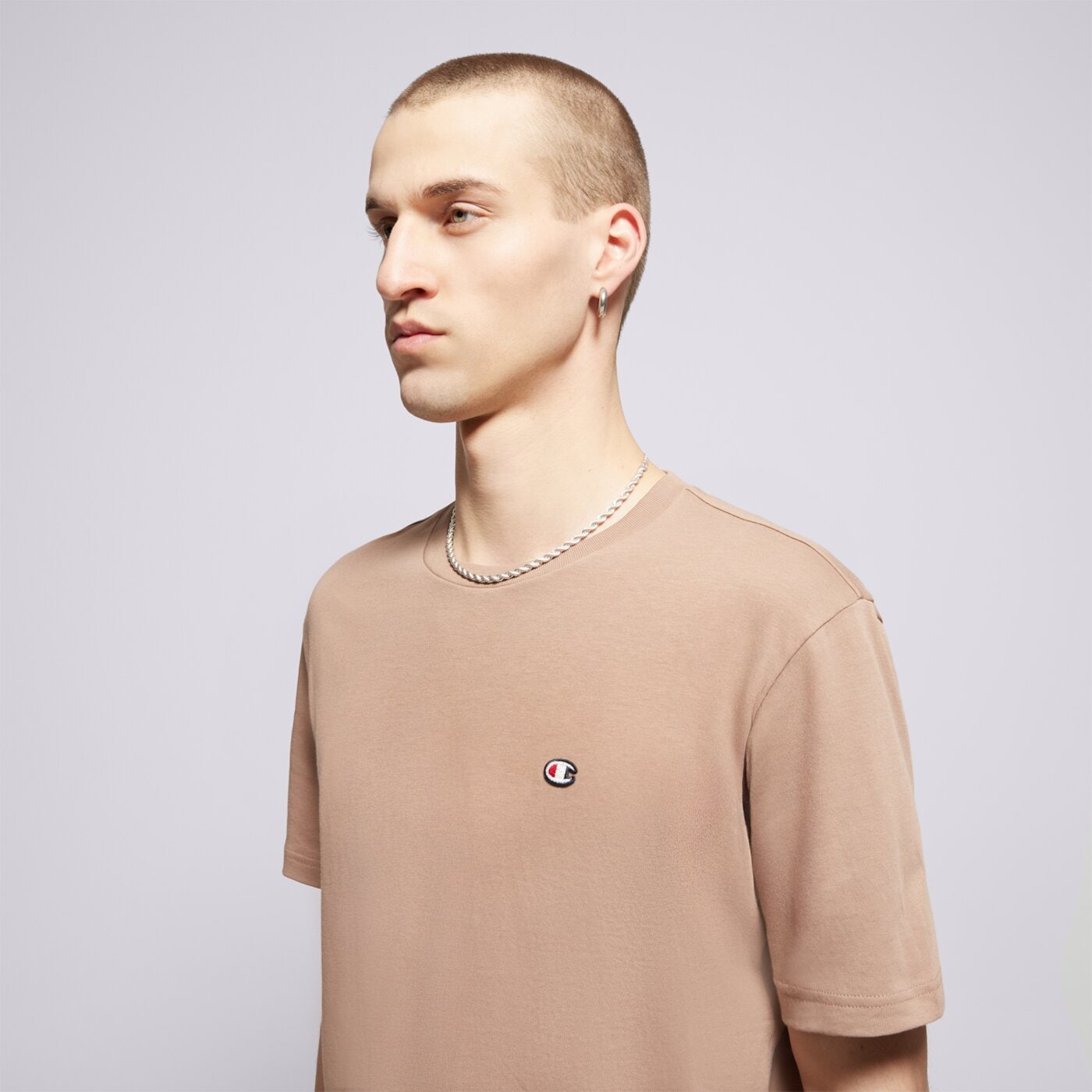 Koszulka męska CHAMPION T-SHIRT CREWNECK TEE 220453ms112 kolor beżowy