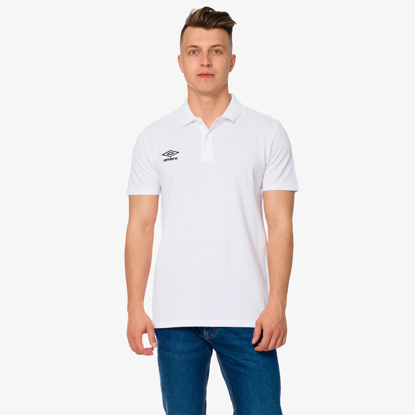 Koszulka polo męska UMBRO POLO PIQUE WHITE 64566u096 kolor biały