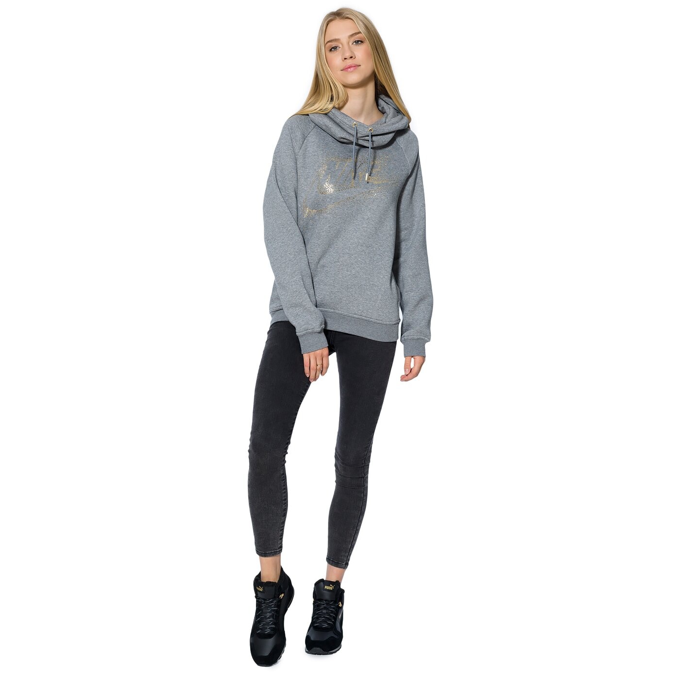 Bluza damska NIKE BLUZA W NSW RALLY HOODIE METALIC 874114-091 kolor szary